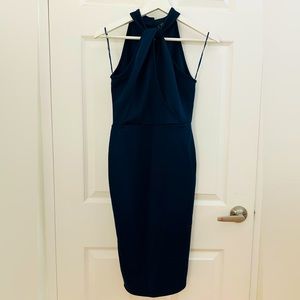 Lipsy dress navy blue size 4 twisted halter top